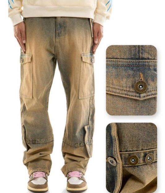 Cargo baggy fit Washed Jeans
