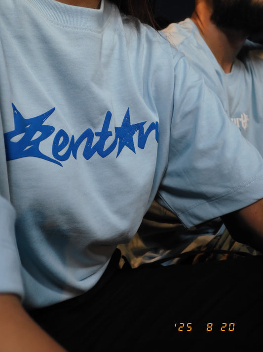 “Good luck” -Oversized Blue Tee