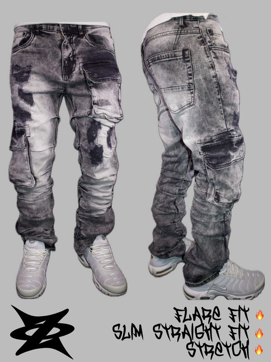 Slim straight flare fit Ripped Denim for men