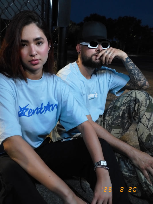 “Good luck” -Oversized Blue Tee