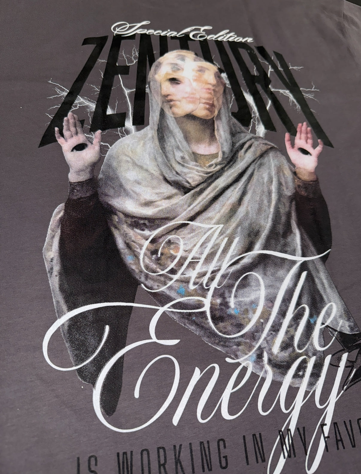 "Divine Energy"- Oversized Gray Tee