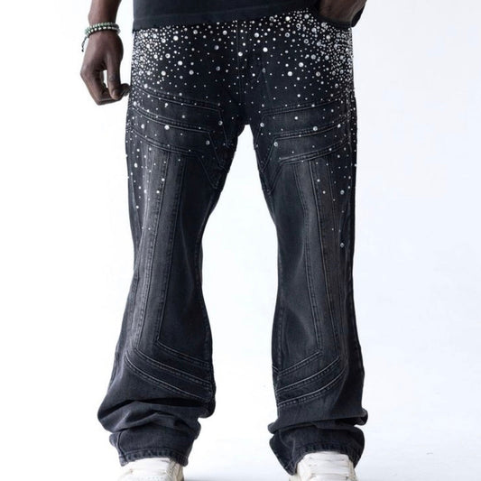 Rhinestone Detail Baggy Jeans