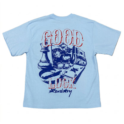 “Good luck” -Oversized Blue Tee