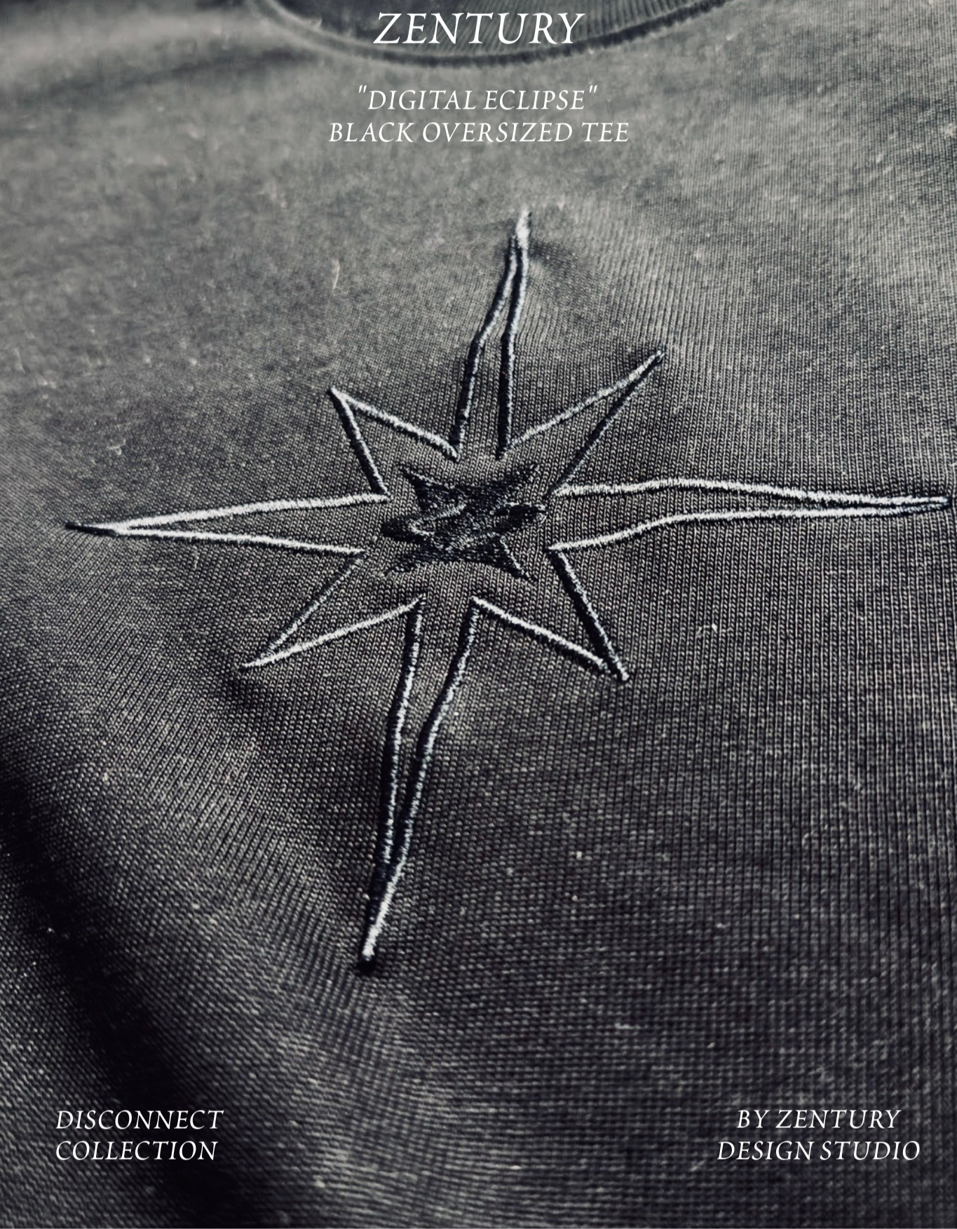“Digital Eclipse” – Oversized Black Tee