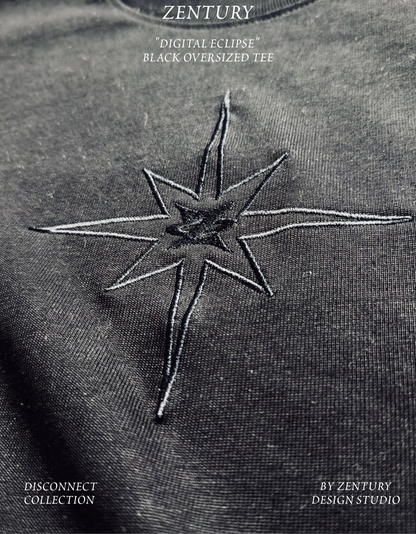 “Digital Eclipse” – Oversized Black Tee