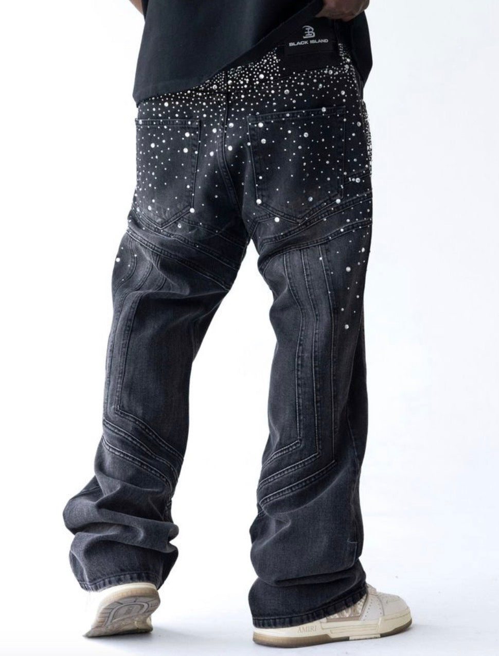 Rhinestone Detail Baggy Jeans