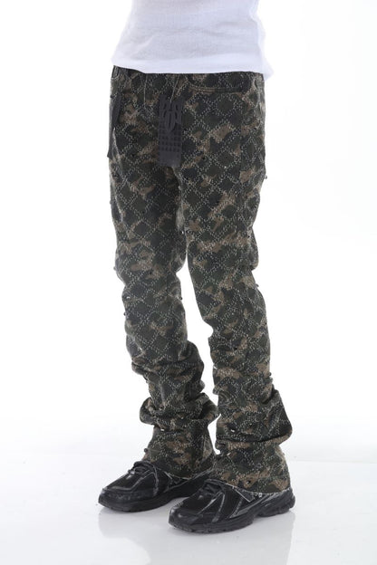 Rhinestone Covered Camo Stacked Flare