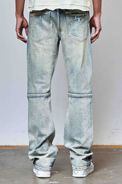 ALLOVER RHINESTONE DENIM FLARE JEANS