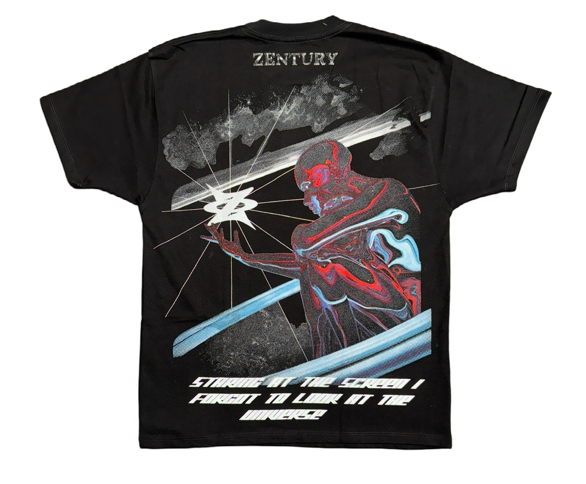 “Digital Eclipse” – Oversized Black Tee