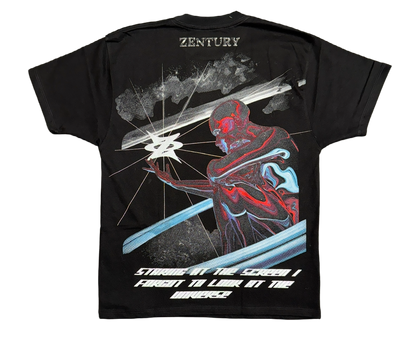 “Digital Eclipse” – Oversized Black Tee